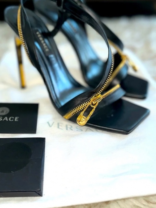 Versace Shoes - Authentic VERSACE Safety Pin Zipper Heels